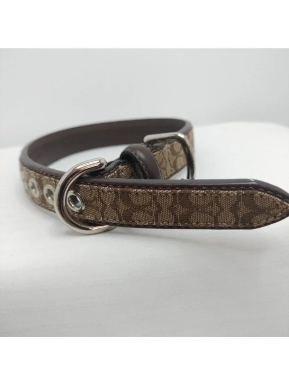 Coach Signature Pet Choker Beige & Brown Small 4003 New